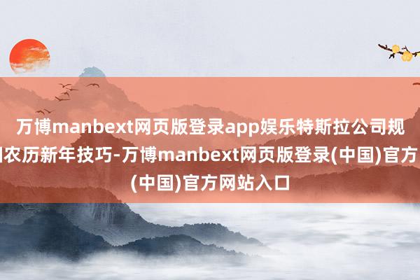 万博manbext网页版登录app娱乐特斯拉公司规划在中国农历新年技巧-万博manbext网页版登录(中国)官方网站入口