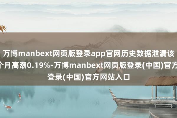 万博manbext网页版登录app官网历史数据泄漏该基金近1个月高潮0.19%-万博manbext网页版登录(中国)官方网站入口